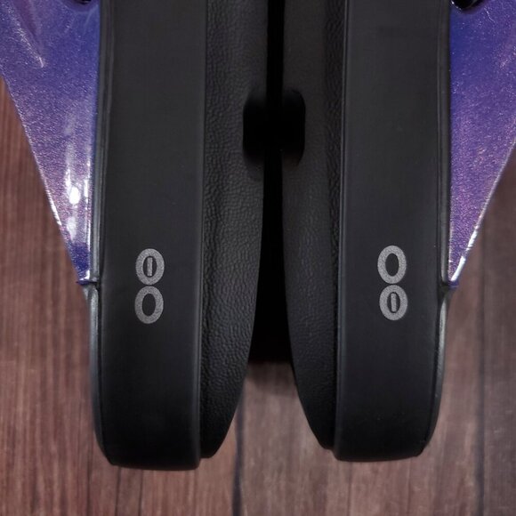 Oofos Oolala Womens 10 Black Calypso Flip Flop Thong Sandals Purple Ombre Fade - Picture 8 of 16
